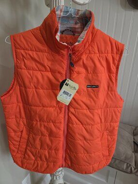 Women's Salt Life Performance SLX Quilted Vest Coral Medium Full Zip Pockets New